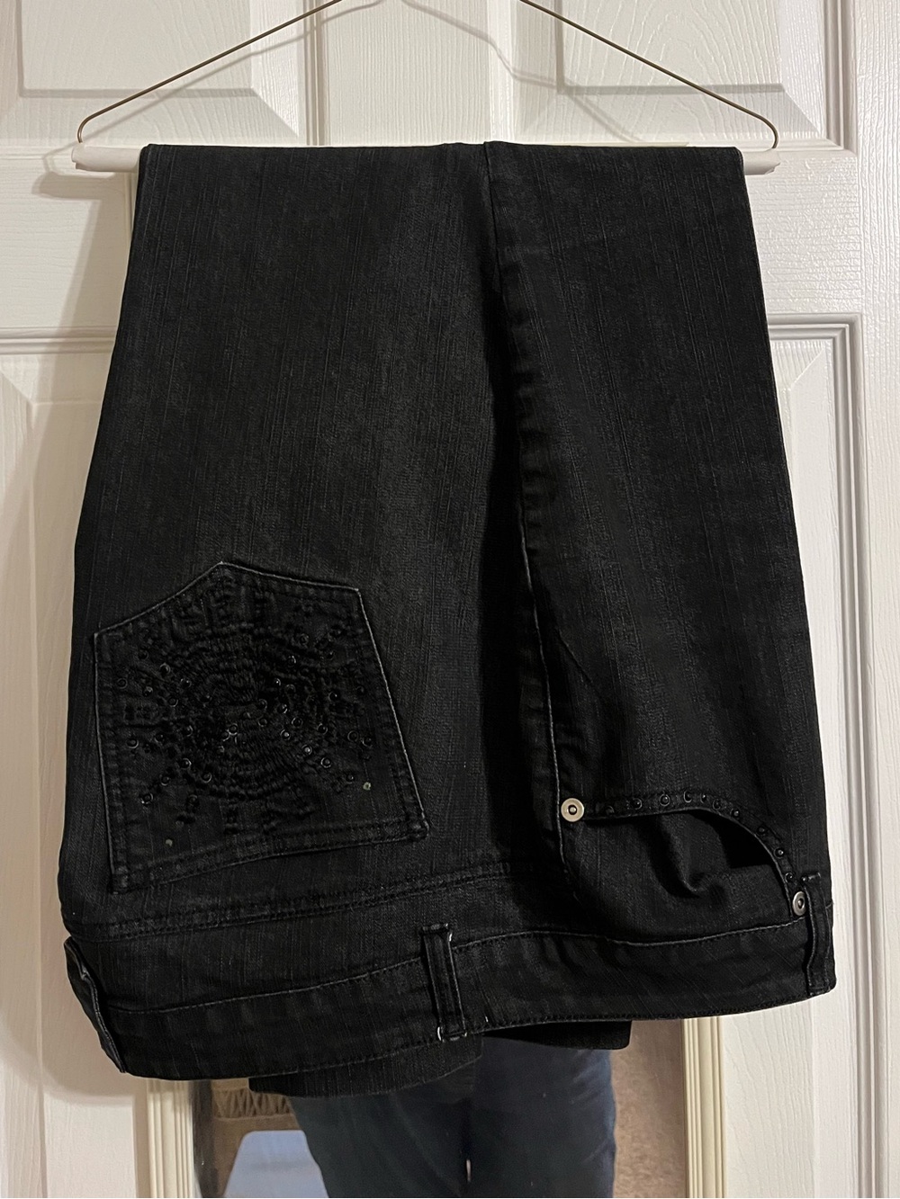 Westport Black Denim Plus Size Jeans with Brushed Silver Hardware